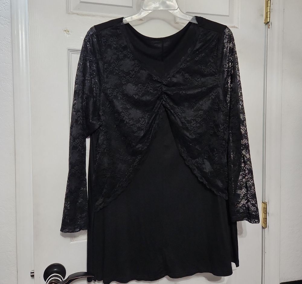 Elegant Black Lace Overlay Dress